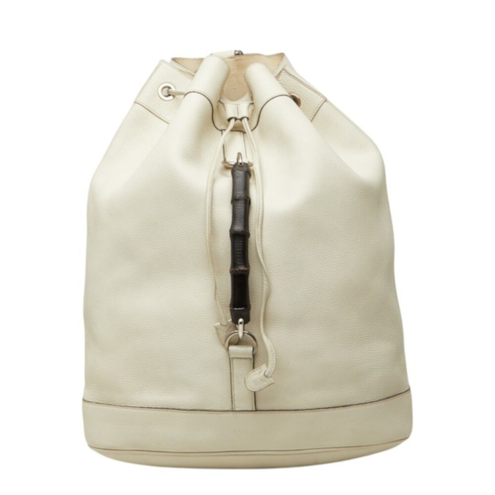 Gucci Bamboo Backpack/Daypack, White Leather, Women's GUCCI